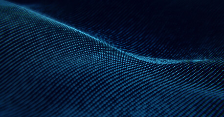 Concept data transfer. Music wave of particles. Big data visualization. Abstract blue background with a dynamic wave. 3d render 4K