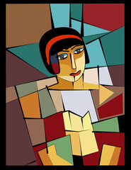 Colorful background, cubism art style,abstract portrait