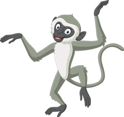 Cute langur monkey cartoon dancing