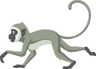 Cute langur monkey cartoon running