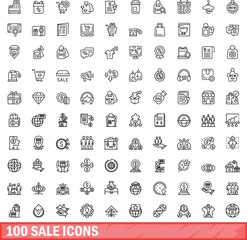 100 sale icons set. Outline illustration of 100 sale icons vector set isolated on white background