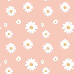 White floral pattern illustration on a pastel pink background. Used for gift wrapping paper and wallpaper.