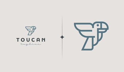 Toucan Bird Monoline Logo Template. Universal creative premium symbol. Vector illustration