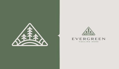 Pine Tree Monoline Logo Template. Universal creative premium symbol. Vector illustration