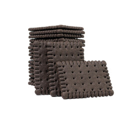 Chocolate Biscuit Isolated, Black Quadratic Cookie, Dark Soft Biscuits, Square Butter Cookies,...