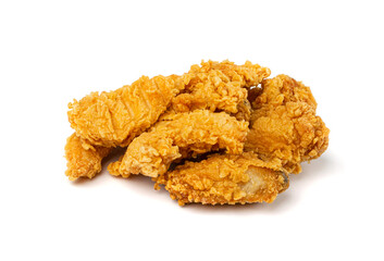 Chicken Strips Isolated, Breaded Nuggets, Crispy Fry Chicken Meat, American Deep Fried Crunchy Fillet Pieces