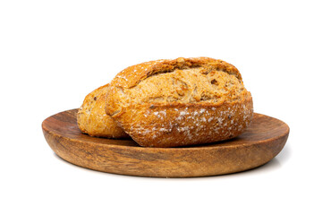 Grain Bread Isolated, Whole Buns with Seeds, Rustic Organic Cereal Bread Grain Bun
