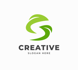 Leaf S nature fresh beautiful direction route park garden outdoor creative vector logo design