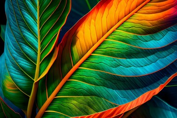 Colourful leaves abstract background.Generative Ai