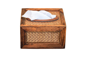 paper napkin in wooden box