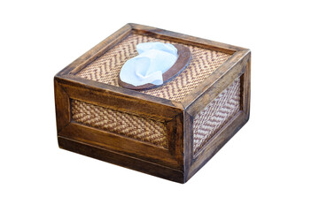 paper napkin in wooden box