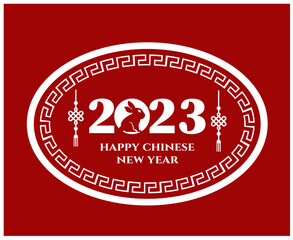 Happy Chinese new year 2023 year of the rabbit White Design Abstract Illustration Vector With Red Background