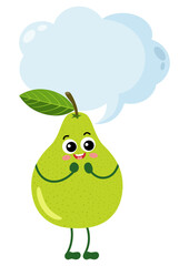 Funny pear with empty speech bubble