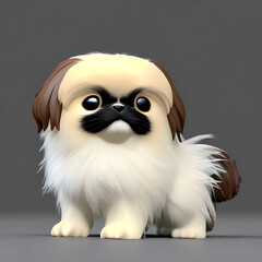 Obraz premium Generative AI Illustration of cute and adorable Pekingese, pup
