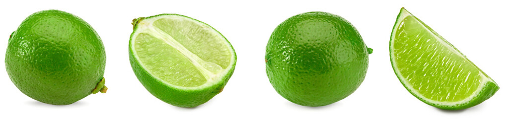 green lime isolated on white background. clipping path