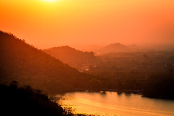 Natural background, high angle from the high mountains that can see the scenery around, the wind...
