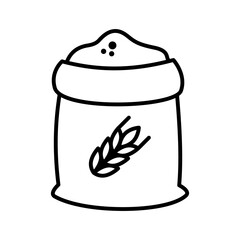 Grain bag icon. Bag of wheat, farming agriculture. Wheat ears and flour bag.