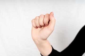 Naklejka premium A letter , Static Hand Gestures for American Sign Language Letters,The 26 hand signs of the ASL Language., sign language of people with hearing loss communities