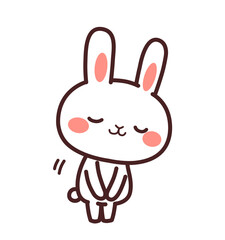 お辞儀する兎のかわいいキャラクター　右向き　イラスト素材