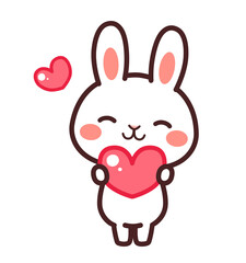 ハートを持っている兎のかわいいキャラクター　イラスト素材