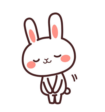 お辞儀する兎のかわいいキャラクター　左向き　イラスト素材