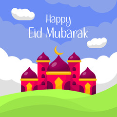 Naklejka premium Flat design illustration ramadan kareem greeting with purple background