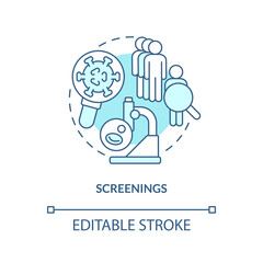 Screenings blue concept icon. Detect disease. Chronic disease management abstract idea thin line illustration. Isolated outline drawing. Editable stroke. Arial, Myriad Pro-Bold fonts used