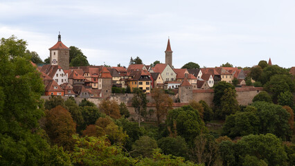 Fototapeta na wymiar Cityscape of the medieval town of Rothenburg, Bavaria; Germany.