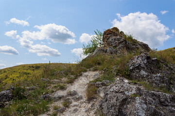 The hilly nature of Eastern Europe. Background with copy space for text, toned