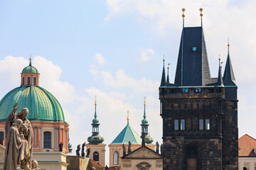 Foundation tower on the Charles Bridge. Background with selective focus