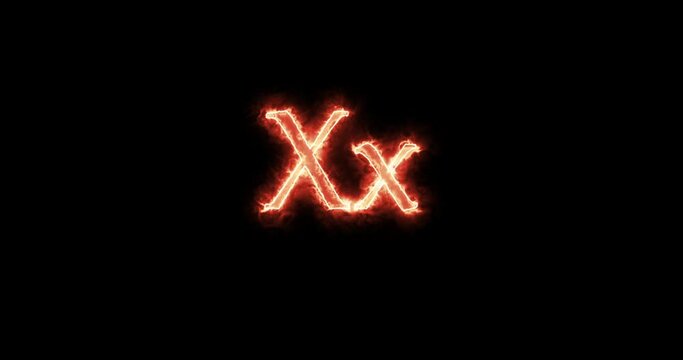 Xx Letter burning written with fire. Loop