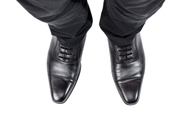 Closeup view of the businessman's foot