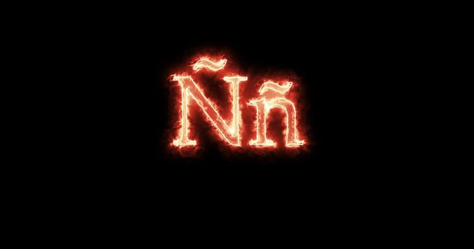 &Ntilde;&ntilde; Letter burning written with fire. Loop