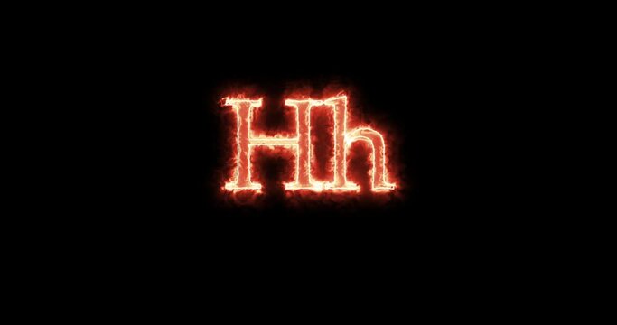 Hh Letter burning written with fire. Loop