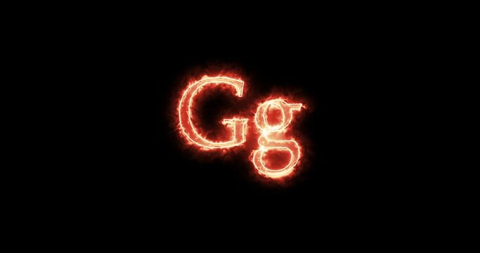 Gg Letter burning written with fire. Loop