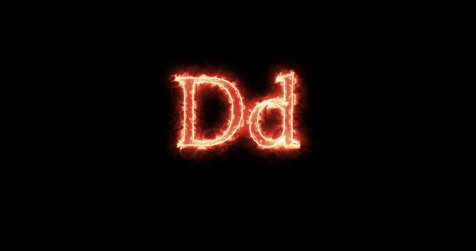 Dd Letter burning written with fire. Loop