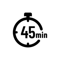 Obraz premium 45 minutes timer or 45 minutes stopwatch icon on white background. 45 minutes timer, stopwatch or countdown icon. Time measure. Chronometr icon. Best 45 minutes icon vector.