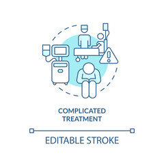 Complicated treatment blue concept icon. Chronic care management challenge abstract idea thin line illustration. Isolated outline drawing. Editable stroke. Arial, Myriad Pro-Bold fonts used