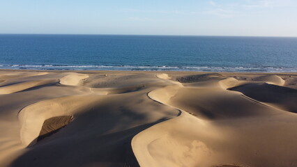 Le coucher de soleil sur les dunes à Grande Canarie
