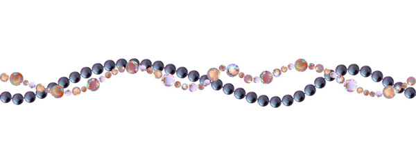 Black Pearl. Gems. Decoration. Diamonds. Abstract background. Jewelry. Hanging crystals. Vector illustration. Seamless pattern.