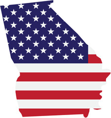 outline drawing of georgia state map on usa flag.