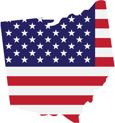 Fototapeta premium outline drawing of ohio state map on usa flag.