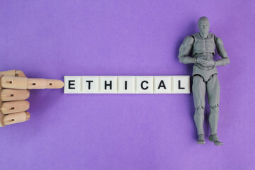 miniature people with ethical words. self-ethical concept. disciplined self