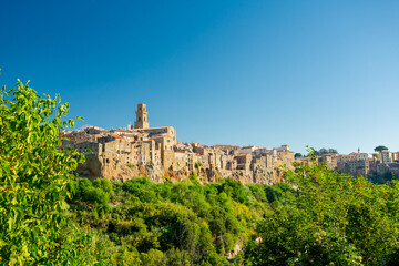 Pitigliano, Italy. Panoramic view of the old town