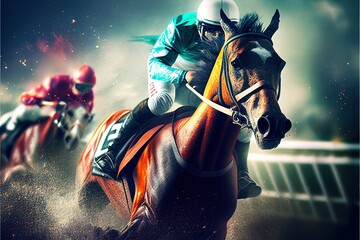 horse racing, beautiful 3d design for You project. Ai Generative