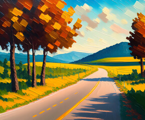 rural road oil painting 6