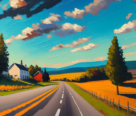 rural road oil painting 8