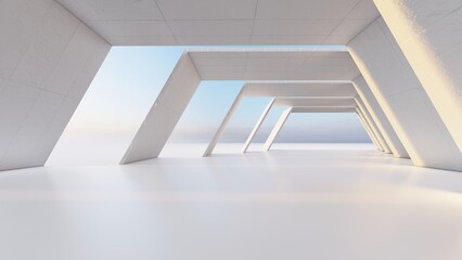 Fototapeta premium Architecture background geometric arched interior 3d render