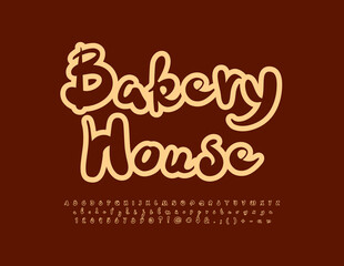 Vector modern Emblem Bakery House. Bright handwritten Font. Artistic Alphabet Letters and Numbers