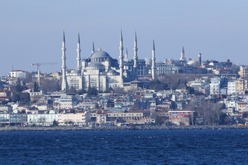 Fototapeta premium 09-01-2023 Istanbul-Turkey: View of Sultanahmet from Kadıköy